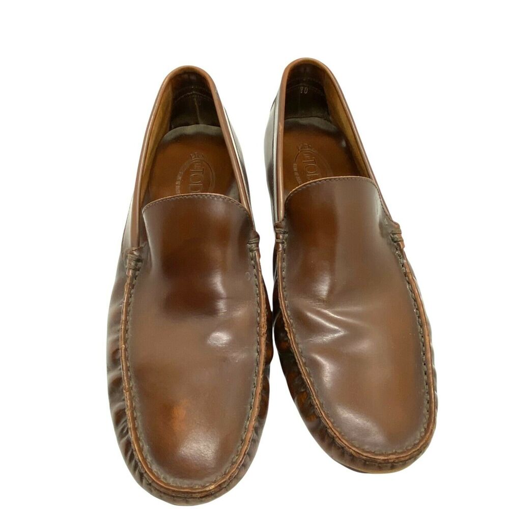 Tod’s Driving Loafer Mens Brown Leather Round Toe Slip On Casual Size 10